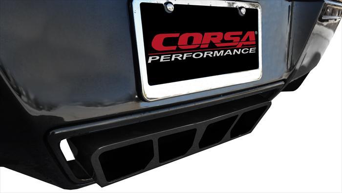 CORSA EXHAUST, 2014-2018 CORVETTE C7 6.2L V8 2.75" VALVE-BACK DUAL EXHAUST WITH QUAD POLYGON "TAIL LIGHT" BLACK TIP- SPORT