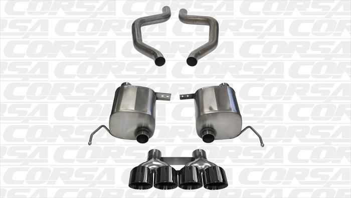 CORSA EXHAUST, 2015-2018 CORVETTE C7 Z06 6.2L V8 2.75" AXLE-BACK DUAL EXHAUST WITH QUAD ROUND BLACK TIP-SPORT