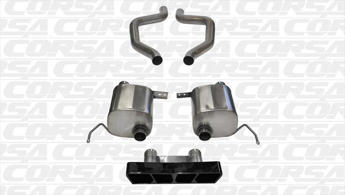 CORSA EXHAUST, 2015-2018 CORVETTE C7 Z06 6.2L V8 2.75" AXLE-BACK DUAL EXHAUST WITH QUAD POLYGON "TAIL LIGHT" BLACK TIP-SPORT