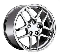 C5 Z06 CHROME STAGGERED 17X9.5 / 18X10.5 WHEELS, SET OF 4, REPLICA