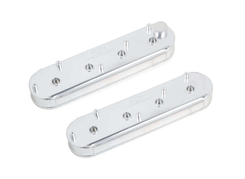 GM LS ENGINESTRACK SERIES FABRICATED ALUMINUM VALVE COVERS W/OEM COIL STANDS, SILVER, HOLLEY
