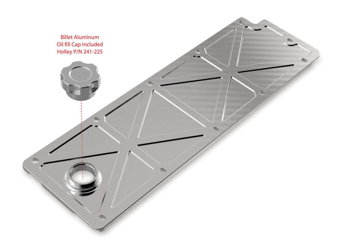 LS2/LS3/LS7/LSX VALLEY COVERS W/OIL FILL PROVISIONS, BILLET ALUMINUM, HOLLEY