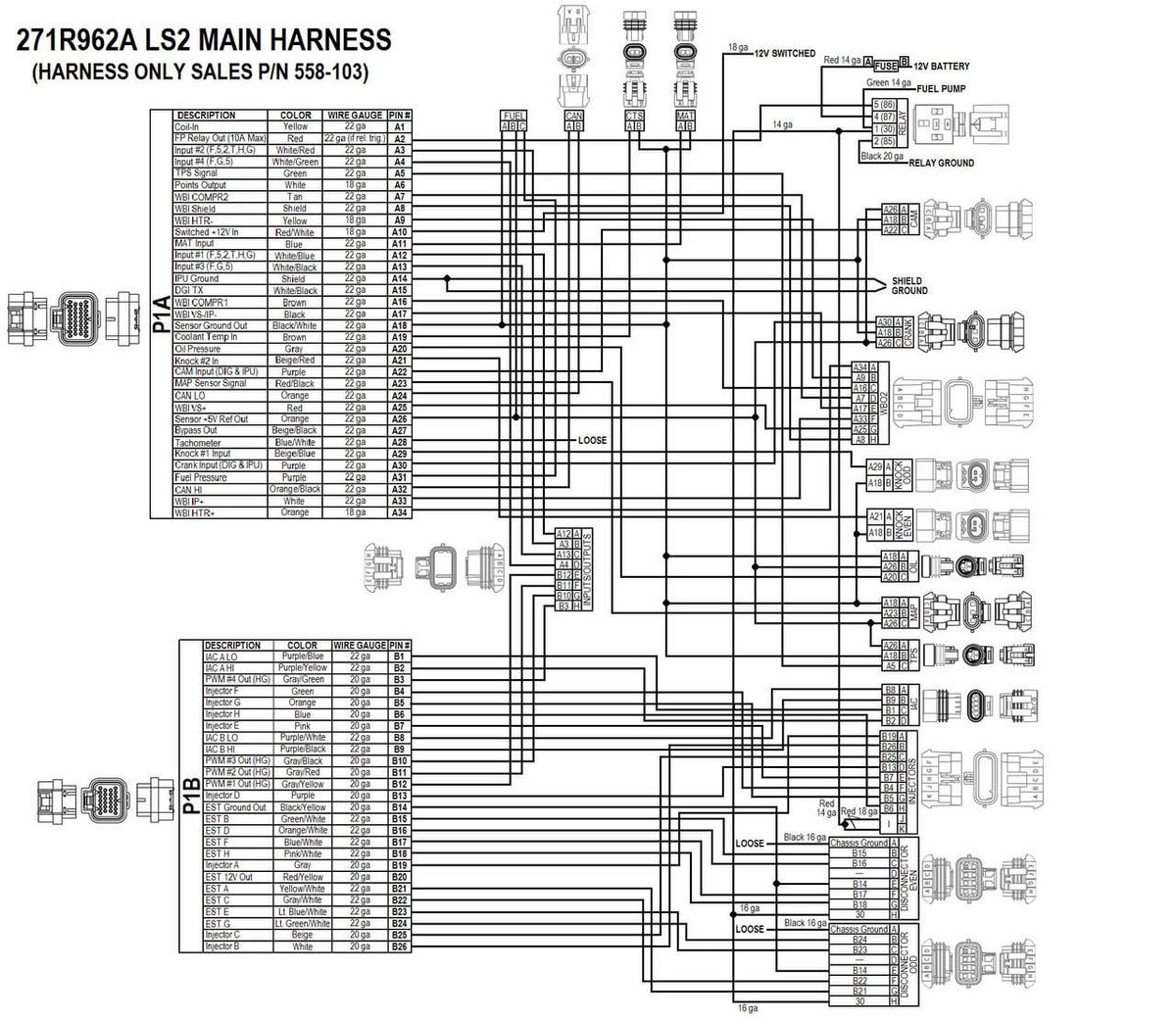 LS2/LS3/LS7 58X/4X ENGINE MAIN HARNESS FOR HP EFI & DOMINATOR EFI, HOLLEY EFI