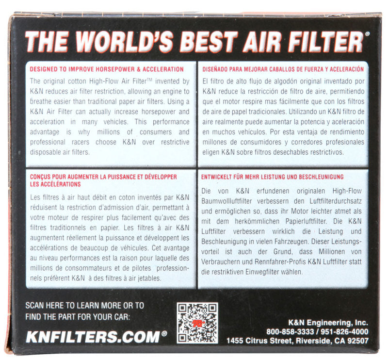 K&N Universal Clamp-On Air Filter 1 7/8 in FLG / 3in B / 2in T / 3in H