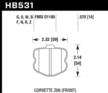 Corvette HAWK HPS 5.0 Brake Pad Sets