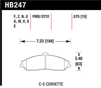 Corvette HAWK Ceramic Brake Pad Sets