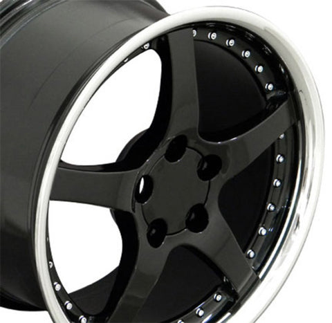 CORVETTE C5 WHEELS BLACK DEEP DISH WITH RIVETS 18X9.5/18X10.5, SET OF 4