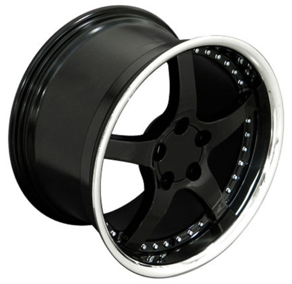 CORVETTE C5 WHEELS BLACK DEEP DISH WITH RIVETS 18X9.5/18X10.5, SET OF 4