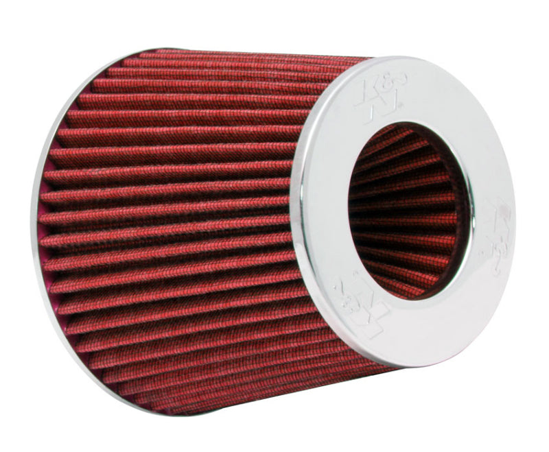 K&N Universal Air Filter Chrome Round Tapered Red - 4in Flange ID x 1.125in Flange Length x 5.5in H