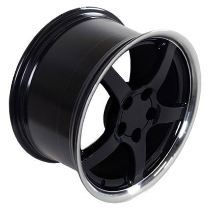 CORVETTE C5 BLACK DEEP DISH WHEELS, STAGGERED 17X9.5 / 18X10.5, SET OF 4