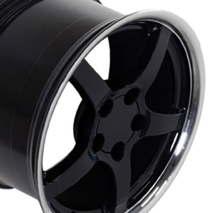 CORVETTE C5 BLACK DEEP DISH WHEELS, STAGGERED 18X9.5 / 18X10.5, SET OF 4