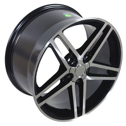 C6 Z06 CORVETTE BLACK & SILVER STAGGERED 18X9.5 / 18X10.5 WHEELS, SET OF 4
