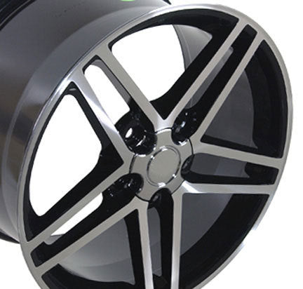 C6 Z06 CORVETTE BLACK & SILVER STAGGERED 18X9.5 / 18X10.5 WHEELS, SET OF 4